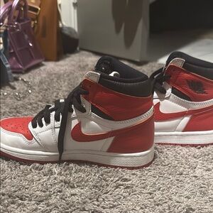 Nike Red and White High-Top Sneakers